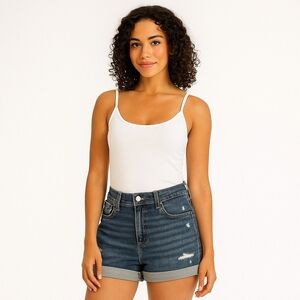 Old Navy Mid-rise Boyfriend jeans shorts blue medium wash distressed summer plus